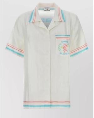 CASABLANCA Silk Shirt Short Sleeves Graphic Print Pocket - Multicolour