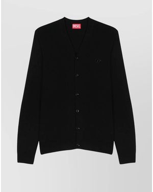 DIESEL Cashmere Wool V-Neck Regular-Fit Cardigan - Black