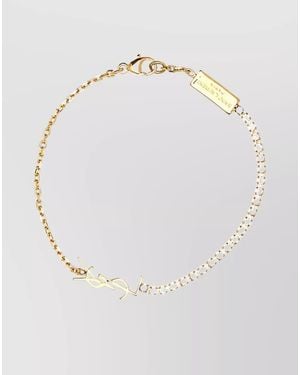 Saint Laurent Crystal Chain-Link Bracelet - White