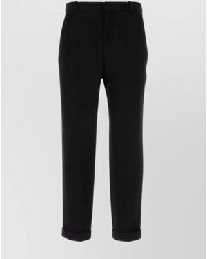Balmain Virgin Wool Pleated Straight-Leg Pants - Black