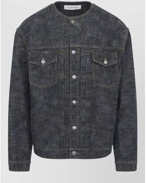 Lanvin Cotton Relaxed-Fit Denim Collarless Jacket - Grey