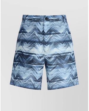 Missoni Summer Belted Zigzag Pattern Shorts - Blue