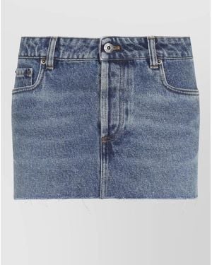 Miu Miu Denim Shorts Frayed Hem Five Pockets - Blue