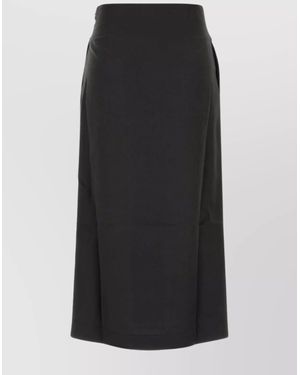 JW Anderson High Waist Midi Length Skirt With Side Slit And Belt Detail - Black