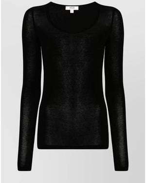 Agolde Fine-Knit Scoop-Neck Long-Sleeve Top - Black