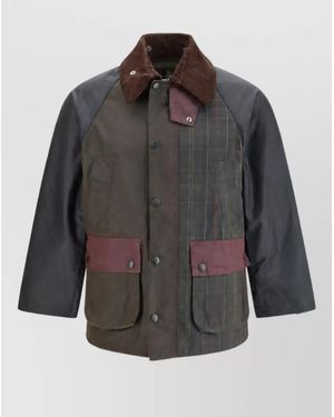 Barbour Waxed Cotton Single Breasted Coat - Gray