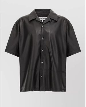 Loewe Nappa Leather Shirt Short Sleeve Design - Black