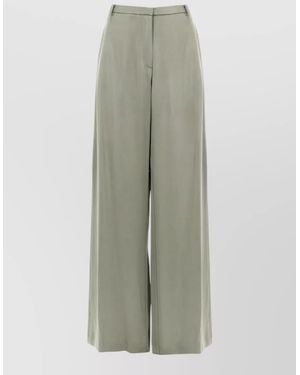 Alysi Satin Wide Leg Pants Front Crease - Green