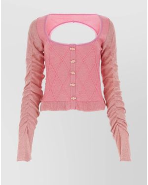 Cormio Ruffled-Sleeve Cardigan - Pink