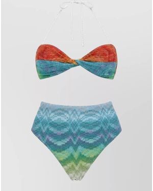 Missoni Halter Neck High Waist Textured Set - Blue