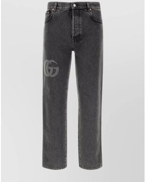 Gucci Straight Leg Denim Pants With Belt Loops - Gray