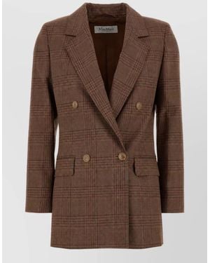 Max Mara Embroidered Glencheck Blazer - Brown