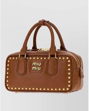 Miu Miu Arcadie Leather Mini Bag - Brown