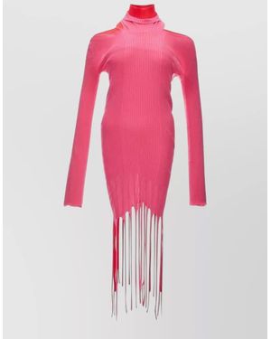 Bottega Veneta Cotton Ribbed Cutout Midi Dress - Pink