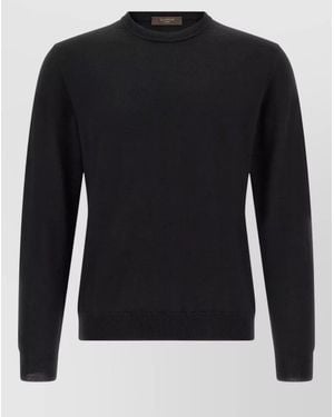 Zanone Wool Crew Neck Regular Fit Jumper - Black