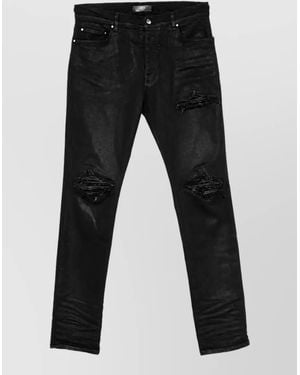 Amiri Waxed Distressed Skinny Denim Jeans - Black
