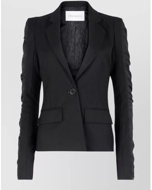 Nina Ricci Wool Ruffled Single-Breasted Blazer - Black