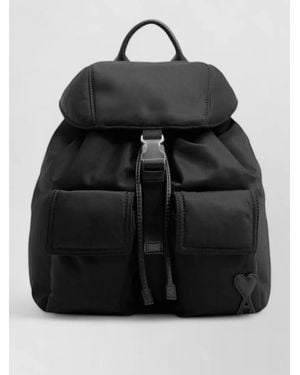 Ami Paris Small Nylon Backpack - Black