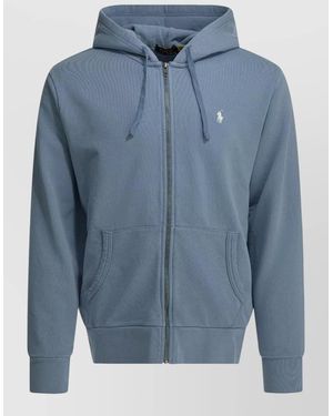 Polo Ralph Lauren Hooded Sweatshirt Logo Detail Kangaroo Pocket - Blue