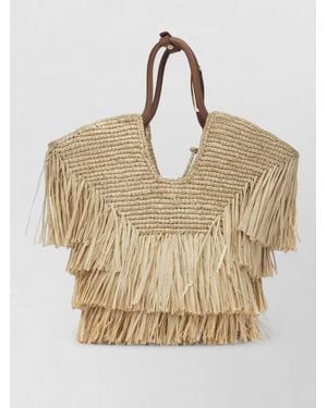 Zimmermann Raffia Fringed Medium Beach Bag - Natural