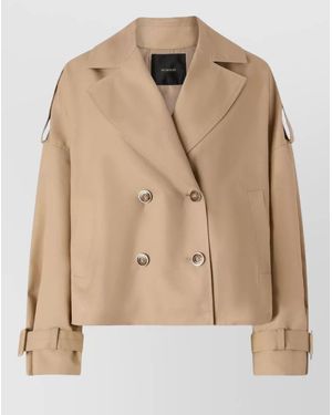 Pinko Cotton Blend Short Double Breasted Trench Coat - Natural