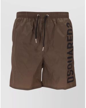 DSquared² Waistband Swim Trunks Knee-Length - Brown