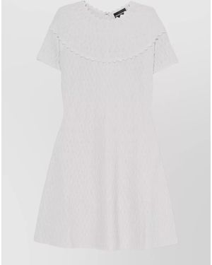 Emporio Armani Textured Short-Sleeve Mini Dress - White