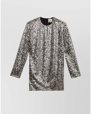 Isabel Marant Sequin Long-Sleeve Mini Dress - Gray