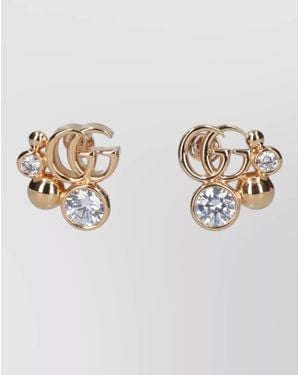 Gucci Crystal Embellished Hoop Earrings Tone - Metallic