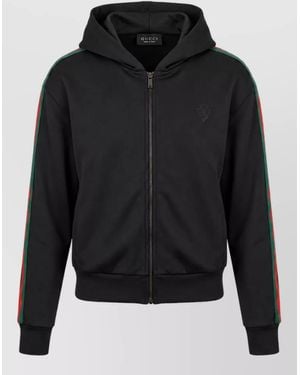Gucci Hooded Jacket With Web Insert - Black