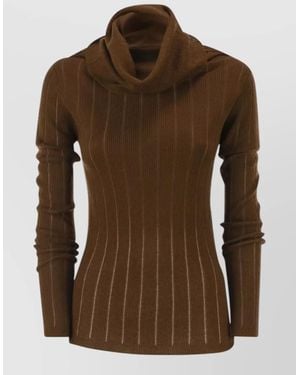 Max Mara Silk Wool Turtleneck Sweater - Brown