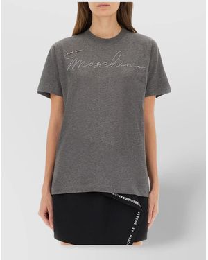 Moschino Cotton Logo-Embroidered T-Shirt - Black