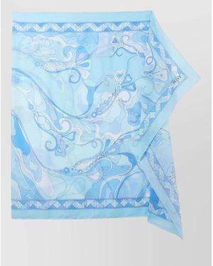 PUCCI Cotton Orchid Print Sarong - Blue