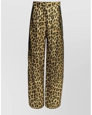 Sportmax Wide Leg Animal Print Trousers Pleated - Metallic