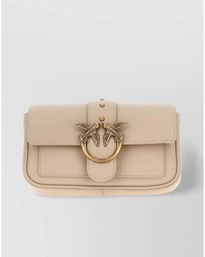 Pinko Love Bag One Leather Shoulder Bag - Natural