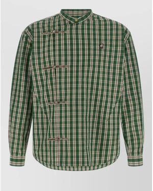 Undercover Shepherd Check Shirt Long Sleeves Mandarin Collar - Green