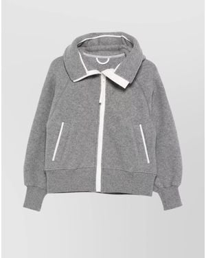 Canada Goose Wool Blend Bomber Jacket Featuring Hood - Gray