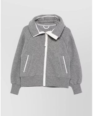 Canada Goose Wool Blend Bomber Jacket Featuring Hood - Gray