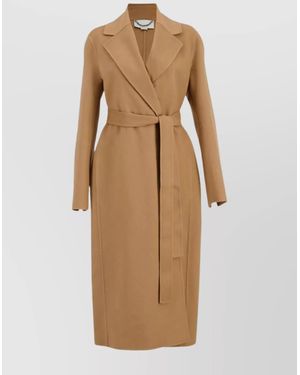 Stella McCartney Belted Wrap Coat With Notched Lapel - Natural