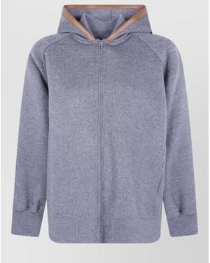 Semicouture Wool Hooded Bomber Jacket - Blue