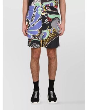 Moschino Silk Psychedelic Print Tailored Bermuda Shorts - Blue