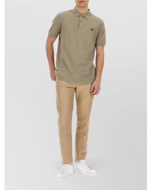 Fred Perry Logo Polo Shirt Short Sleeve Collar - Natural