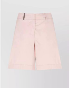 Peserico High Waist Pleated Front Cotton Shorts - Pink