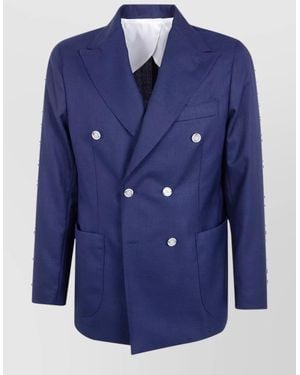 Barba Napoli Virgin Wool Double-Breasted Suit Jacket - Blue