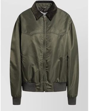 Maison Margiela Padded Nylon Bomber Jacket With Long Sleeves - Green
