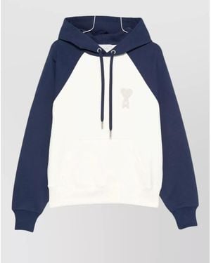 Ami Paris Ami De Coeur Cotton Logo Hoodie - Blue