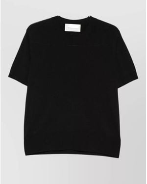 Ami Paris Short Sleeve Knit Crew Neck Sweater - Black