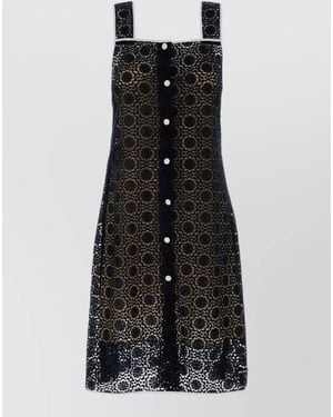 Miu Miu Macrame Lace Dress Button Detail Knee Length - Black