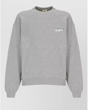 Autry Logo Print Cotton Sweatshirt - Gray