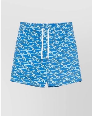 Paul & Shark Swimwear With Drawstring Waist And All-Over Print - Blue